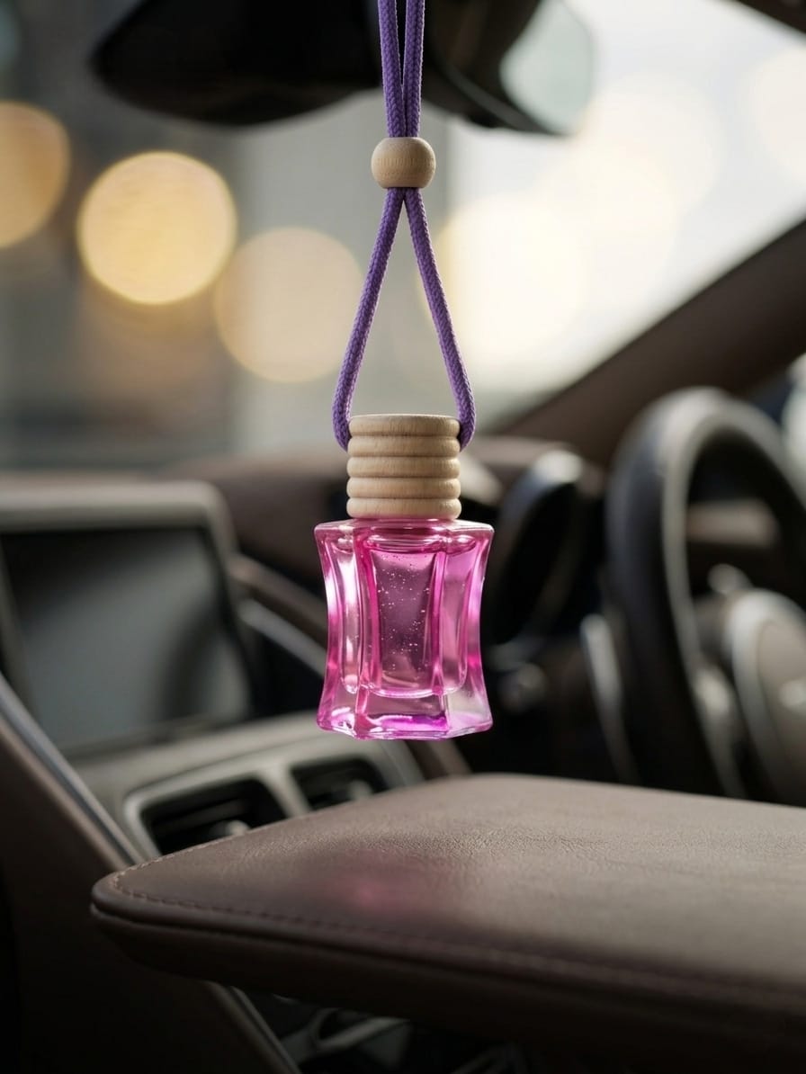 Vintage-Inspired Ribbed Wood Hanging Car Fragrance