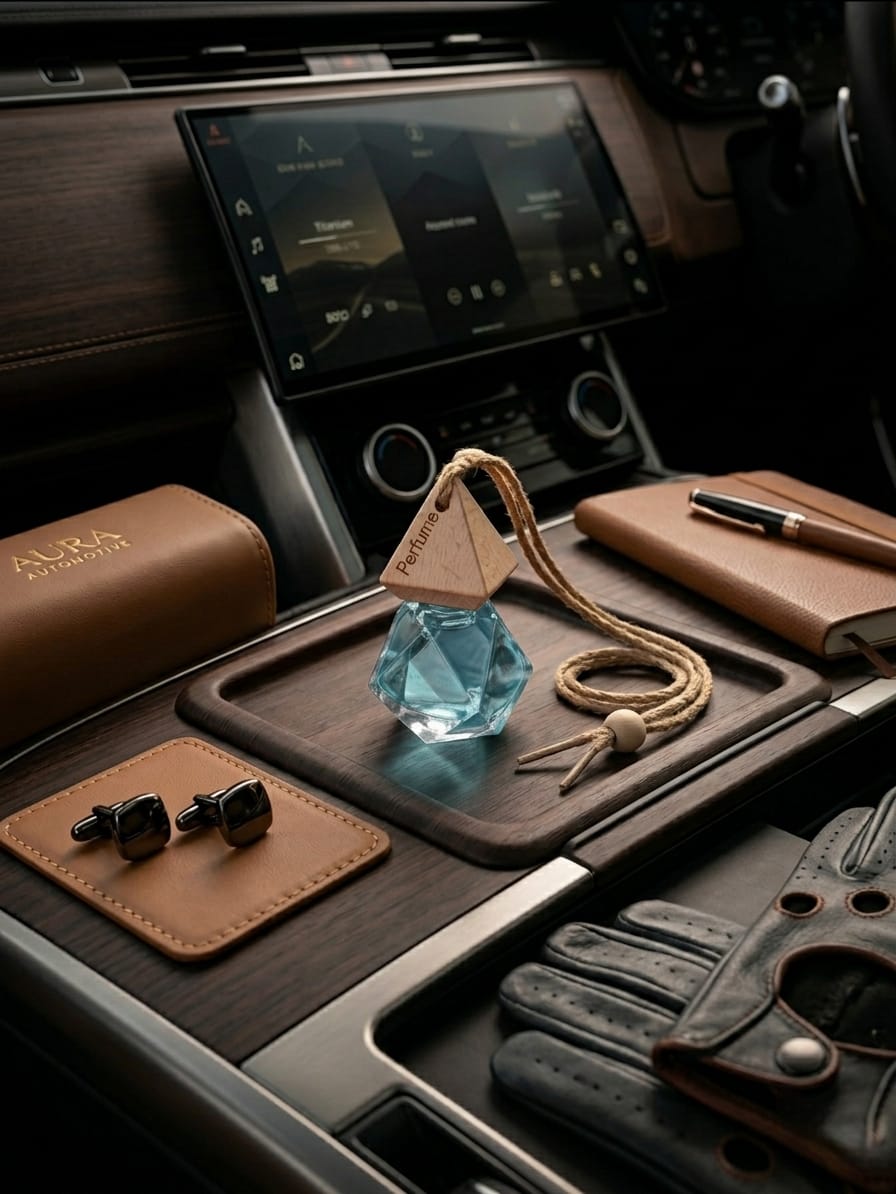 Luxury Geometric Car Perfume Diffuser | Hanging Diamond-Cut Glass Air Freshener