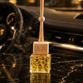 Crystal Cube Hanging Car Perfume | Premium Wooden Diffuser Air Freshener | Elegant Auto Fragrance Bottle
