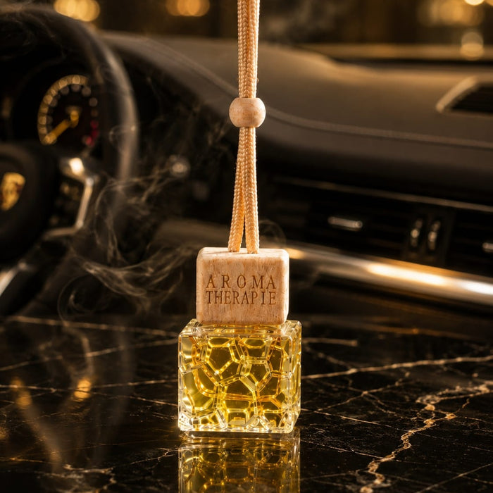Crystal Cube Hanging Car Perfume | Premium Wooden Diffuser Air Freshener | Elegant Auto Fragrance Bottle