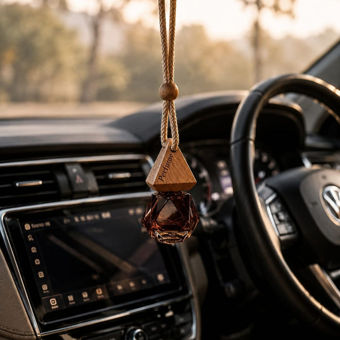 Diamond Hanging Car Perfume | Wooden Pyramid Aroma Diffuser | Premium Crystal Car Air Freshener
