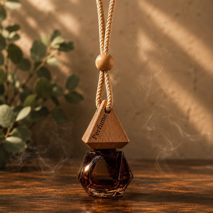 Diamond Hanging Car Perfume | Wooden Pyramid Aroma Diffuser | Premium Crystal Car Air Freshener