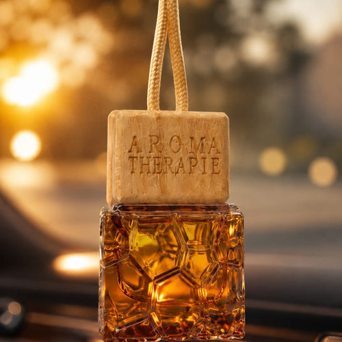 Amber Crystal Car Perfume Diffuser | Hanging Wooden Air Freshener | Luxury Vehicle Fragrance Bottle