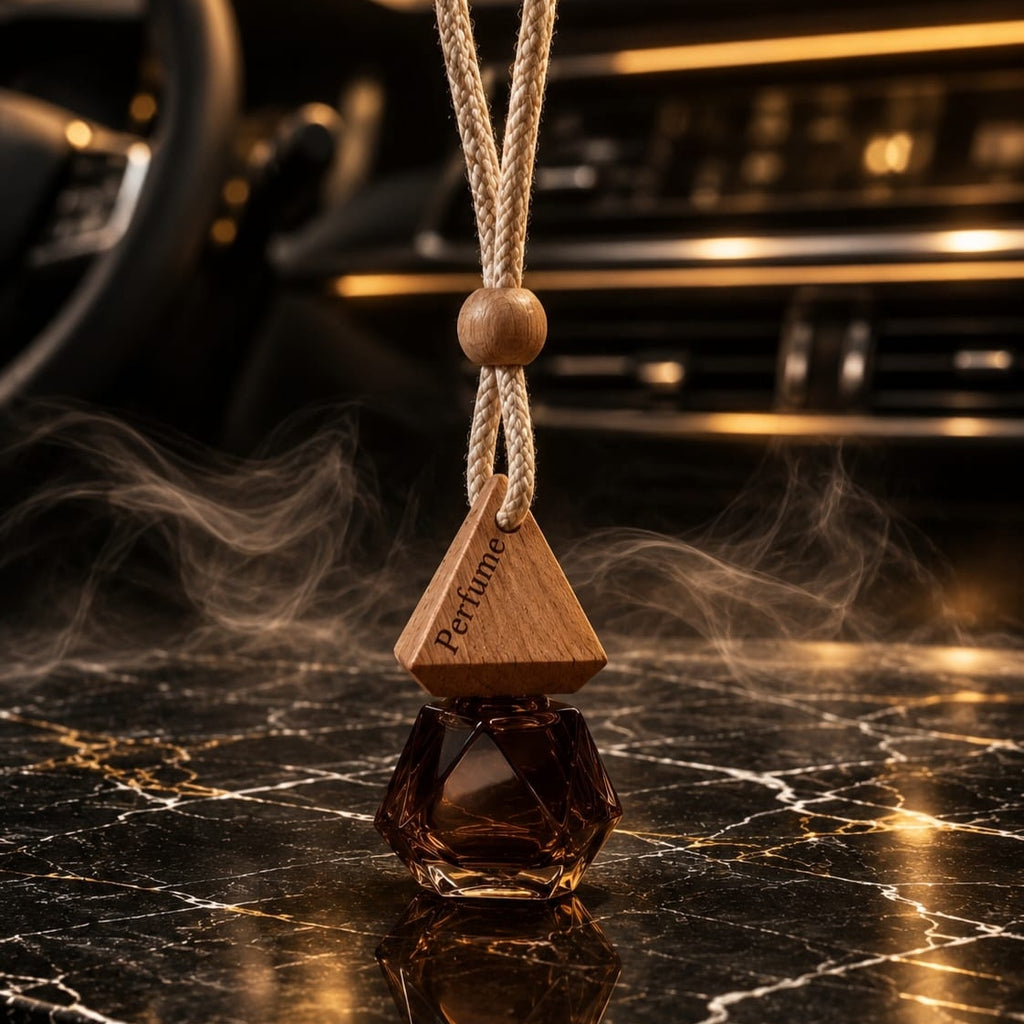 Diamond Hanging Car Perfume | Wooden Pyramid Aroma Diffuser | Premium Crystal Car Air Freshener